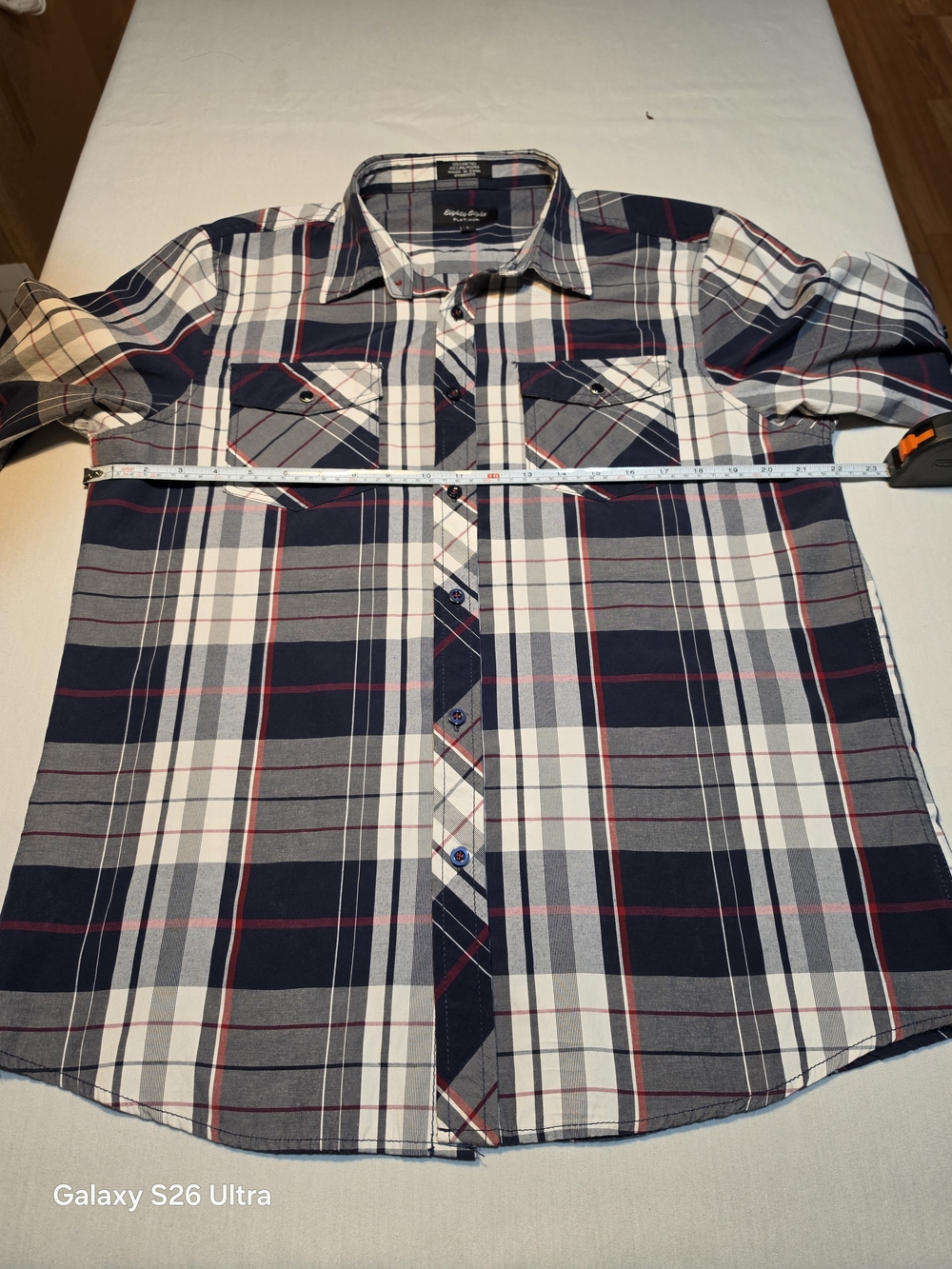 Eighty Eight Men's Navy, White & Gray Plaid Button-Down Shirt
